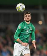 27 September 2022; Troy Parrott of Republic of Ireland during the UEFA Nations League B Group 1 match between Republic of Ireland and Armenia at Aviva Stadium in Dublin. Photo by Ramsey Cardy/Sportsfile