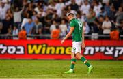 27 September 2022; Evan Ferguson of Republic of Ireland reacts after missing a penalty during the penalty shoot out after the UEFA European U21 Championship play-off second leg match between Israel and Republic of Ireland at Bloomfield Stadium in Tel Aviv, Israel. Photo by Seb Daly/Sportsfile