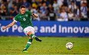 27 September 2022; Conor Coventry of Republic of Ireland scores a penalty during the penalty shoot out after the UEFA European U21 Championship play-off second leg match between Israel and Republic of Ireland at Bloomfield Stadium in Tel Aviv, Israel. Photo by Seb Daly/Sportsfile