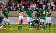 27 September 2022; Dejected Republic of Ireland players after defeat in a penalty shoot out in the UEFA European U21 Championship play-off second leg match between Israel and Republic of Ireland at Bloomfield Stadium in Tel Aviv, Israel. Photo by Seb Daly/Sportsfile