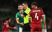 27 September 2022; Alan Browne of Republic of Ireland appeals to referee Rade Obrenovic during the UEFA Nations League B Group 1 match between Republic of Ireland and Armenia at Aviva Stadium in Dublin. Photo by Eóin Noonan/Sportsfile