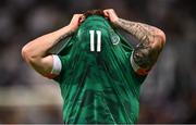 27 September 2022; Aaron Connolly of Republic of Ireland reacts after defeat in a penalty shoot out after the UEFA European U21 Championship play-off second leg match between Israel and Republic of Ireland at Bloomfield Stadium in Tel Aviv, Israel. Photo by Seb Daly/Sportsfile