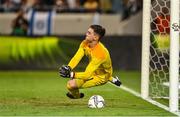 27 September 2022; Republic of Ireland goalkeeper Brian Maher fails to save a penalty in a penalty shoot out after the UEFA European U21 Championship play-off second leg match between Israel and Republic of Ireland at Bloomfield Stadium in Tel Aviv, Israel. Photo by Seb Daly/Sportsfile