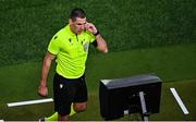 27 September 2022; Referee Rade Obrenovic checks the VAR monitor before awarding a late penalty to the Republic of Ireland during the UEFA Nations League B Group 1 match between Republic of Ireland and Armenia at Aviva Stadium in Dublin. Photo by Sam Barnes/Sportsfile