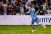 27 September 2022; Osher Davida of Israel celebrates after scoring his side's winning penalty during the UEFA European U21 Championship play-off second leg match between Israel and Republic of Ireland at Bloomfield Stadium in Tel Aviv, Israel. Photo by Seb Daly/Sportsfile