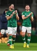 27 September 2022; Robbie Brady, left, and Alan Browne of Republic of Ireland after the UEFA Nations League B Group 1 match between Republic of Ireland and Armenia at Aviva Stadium in Dublin. Photo by Eóin Noonan/Sportsfile