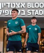 27 September 2022; Joe Redmond, left, and Sean Roughan of Republic of Ireland before the UEFA European U21 Championship play-off second leg match between Israel and Republic of Ireland at Bloomfield Stadium in Tel Aviv, Israel. Photo by Seb Daly/Sportsfile