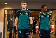 27 September 2022; Republic of Ireland goalkeepers Josh Keeley, left, and David Odomosu before the UEFA European U21 Championship play-off second leg match between Israel and Republic of Ireland at Bloomfield Stadium in Tel Aviv, Israel. Photo by Seb Daly/Sportsfile