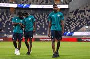 27 September 2022; Joshua Kayode of Republic of Ireland, right, before the UEFA European U21 Championship play-off second leg match between Israel and Republic of Ireland at Bloomfield Stadium in Tel Aviv, Israel. Photo by Seb Daly/Sportsfile