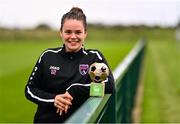 28 September 2022; Ciara Rossiter of Wexford Youths receives the SSE Airtricity Women’s National League Player of the Month August/September 2022 at FAI pitches in National Sports Campus, Dublin. Photo by Ben McShane/Sportsfile