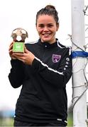 28 September 2022; Ciara Rossiter of Wexford Youths receives the SSE Airtricity Women’s National League Player of the Month August/September 2022 at FAI pitches in National Sports Campus, Dublin. Photo by Ben McShane/Sportsfile