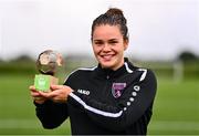 28 September 2022; Ciara Rossiter of Wexford Youths receives the SSE Airtricity Women’s National League Player of the Month August/September 2022 at FAI pitches in National Sports Campus, Dublin. Photo by Ben McShane/Sportsfile