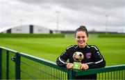 28 September 2022; Ciara Rossiter of Wexford Youths receives the SSE Airtricity Women’s National League Player of the Month August/September 2022 at FAI pitches in National Sports Campus, Dublin. Photo by Ben McShane/Sportsfile