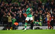 27 September 2022; Michael Obafemi of Republic of Ireland celebrates after scoring his side's second goal during UEFA Nations League B Group 1 match between Republic of Ireland and Armenia at Aviva Stadium in Dublin. Photo by Eóin Noonan/Sportsfile