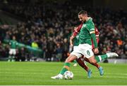 27 September 2022; Conor Hourihane of Republic of Ireland has a shot on goal during UEFA Nations League B Group 1 match between Republic of Ireland and Armenia at Aviva Stadium in Dublin. Photo by Eóin Noonan/Sportsfile