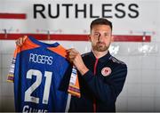 28 September 2022; Goalkeeper Danny Rogers poses for a portrait before a St Patrick's Athletic media conference at Richmond Park in Dublin. Photo by Ben McShane/Sportsfile