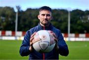 28 September 2022; Goalkeeper Danny Rogers stands for a portrait before a St Patrick's Athletic media conference at Richmond Park in Dublin. Photo by Ben McShane/Sportsfile