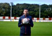 28 September 2022; Goalkeeper Danny Rogers stands for a portrait before a St Patrick's Athletic media conference at Richmond Park in Dublin. Photo by Ben McShane/Sportsfile