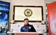 28 September 2022; Goalkeeper Danny Rogers during a St Patrick's Athletic media conference at Richmond Park in Dublin. Photo by Ben McShane/Sportsfile