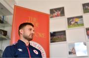 28 September 2022; Goalkeeper Danny Rogers during a St Patrick's Athletic media conference at Richmond Park in Dublin. Photo by Ben McShane/Sportsfile