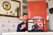 28 September 2022; Goalkeeper Danny Rogers during a St Patrick's Athletic media conference at Richmond Park in Dublin. Photo by Ben McShane/Sportsfile