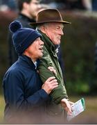 28 September 2022; Team captain's Frankie Dettori and Willie Mullins watch the Barney Curley Charity Cup Handicap at Bellewstown Racecourse in Meath. Photo by Harry Murphy/Sportsfile