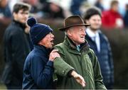 28 September 2022; Team captain's Frankie Dettori and Willie Mullins watch the Barney Curley Charity Cup Handicap at Bellewstown Racecourse in Meath. Photo by Harry Murphy/Sportsfile