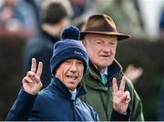 28 September 2022; Team captain's Frankie Dettori and Willie Mullins before the Barney Curley Charity Cup Handicap at Bellewstown Racecourse in Meath. Photo by Harry Murphy/Sportsfile