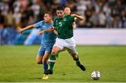 27 September 2022; Eiran Cashin of Republic of Ireland in action against Osher Davida of Israel during the UEFA European U21 Championship play-off second leg match between Israel and Republic of Ireland at Bloomfield Stadium in Tel Aviv, Israel. Photo by Seb Daly/Sportsfile