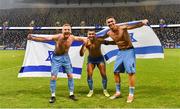 27 September 2022; Israel players, from left, Ido Shahar, Gil Cohen and Roi Herman celebrate after their side's victory in the UEFA European U21 Championship play-off second leg match between Israel and Republic of Ireland at Bloomfield Stadium in Tel Aviv, Israel. Photo by Seb Daly/Sportsfile
