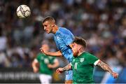 27 September 2022; Noam Gil Melamud of Israel in action against Aaron Connolly of Republic of Ireland during the UEFA European U21 Championship play-off second leg match between Israel and Republic of Ireland at Bloomfield Stadium in Tel Aviv, Israel. Photo by Seb Daly/Sportsfile
