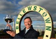 28 September 2022; Winning captain Frankie Dettori celebrates with the trophy after winning the Barney Curley Charity Cup at Bellewstown Racecourse in Meath. Photo by Harry Murphy/Sportsfile