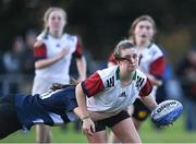 28 September 2022; Ellen O’Sullivan-Sexton of Midlands in action against Sophie Cullen of North Midlands during the Sarah Robinson Cup round one match between North Midlands and Midlands at Newbridge RFC in Kildare. Photo by Piaras Ó Mídheach/Sportsfile