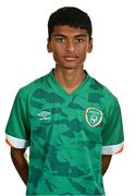 28 September 2022; Aron KC during a Republic of Ireland U15 squad portrait session at Hilton Hotel in Dublin. Photo by Ben McShane/Sportsfile