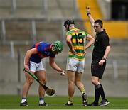 25 September 2022;Referee Ciarain O'Regan shows Tadhg Deasy of Blackrock a yellow card is during the Cork County Premier Senior Club Hurling Championship Semi-Final match between Erin's Own and Blackrock at Páirc Ui Chaoimh in Cork. Photo by Sam Barnes/Sportsfile