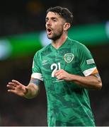27 September 2022; Robbie Brady of Republic of Ireland during the UEFA Nations League B Group 1 match between Republic of Ireland and Armenia at Aviva Stadium in Dublin. Photo by Ramsey Cardy/Sportsfile