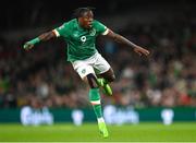 27 September 2022; Michael Obafemi of Republic of Ireland watches as he scores his side's second goal during the UEFA Nations League B Group 1 match between Republic of Ireland and Armenia at Aviva Stadium in Dublin. Photo by Ramsey Cardy/Sportsfile