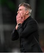 27 September 2022; Republic of Ireland manager Stephen Kenny reacts to a missed chance during the UEFA Nations League B Group 1 match between Republic of Ireland and Armenia at Aviva Stadium in Dublin. Photo by Ramsey Cardy/Sportsfile