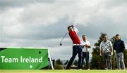 29 September 2022; Brian Malone watches his drive from the first tee box at the Olympic Federation of Ireland’s inaugural Make A Difference Athletes’ Fund Golf Tournament at The K Club in Kildare. The tournament saw 120 participants play the Palmer South Course at the K Club, as Olympians past and present, alongside dignitaries from across the Irish sporting and sponsorship spheres and partners and friends of the Irish Olympic Family came together at the iconic Kildare venue to get behind the Make A Difference Fund. The fund will be distributed directly back to Team Ireland athletes and hopefuls to help support the costs involved in their pursuit of excellence as they strive towards Paris 2024. Photo by Sam Barnes/Sportsfile