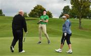 29 September 2022; Olympian Shane Ryan, centre, and Michael Carruth with Yvonne Coghlan during their round at the Olympic Federation of Ireland’s inaugural Make A Difference Athletes’ Fund Golf Tournament at The K Club in Kildare. The tournament saw 120 participants play the Palmer South Course at the K Club, as Olympians past and present, alongside dignitaries from across the Irish sporting and sponsorship spheres and partners and friends of the Irish Olympic Family came together at the iconic Kildare venue to get behind the Make A Difference Fund. The fund will be distributed directly back to Team Ireland athletes and hopefuls to help support the costs involved in their pursuit of excellence as they strive towards Paris 2024. Photo by David Fitzgerald/Sportsfile