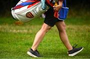 22 September 2022; The golf bag of Trish Johnson of England with the Arsenal AFC logo on it during round one of the KPMG Women's Irish Open Golf Championship at Dromoland Castle in Clare. Photo by Brendan Moran/Sportsfile