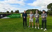 29 September 2022; The Toyota team, from left, John Keane, Kevin O'Reilly, Aidan Timmons and Steve Tormey on the first tee box at the Olympic Federation of Ireland’s inaugural Make A Difference Athletes’ Fund Golf Tournament at The K Club in Kildare. The tournament saw 120 participants play the Palmer South Course at the K Club, as Olympians past and present, alongside dignitaries from across the Irish sporting and sponsorship spheres and partners and friends of the Irish Olympic Family came together at the iconic Kildare venue to get behind the Make A Difference Fund. The fund will be distributed directly back to Team Ireland athletes and hopefuls to help support the costs involved in their pursuit of excellence as they strive towards Paris 2024. Photo by Sam Barnes/Sportsfile