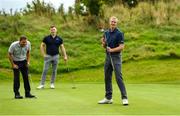 29 September 2022; Galway hurling manager Henry Shefflin with Eoin and Jack Kellett during their round at the Olympic Federation of Ireland’s inaugural Make A Difference Athletes’ Fund Golf Tournament at The K Club in Kildare. The tournament saw 120 participants play the Palmer South Course at the K Club, as Olympians past and present, alongside dignitaries from across the Irish sporting and sponsorship spheres and partners and friends of the Irish Olympic Family came together at the iconic Kildare venue to get behind the Make A Difference Fund. The fund will be distributed directly back to Team Ireland athletes and hopefuls to help support the costs involved in their pursuit of excellence as they strive towards Paris 2024. Photo by David Fitzgerald/Sportsfile