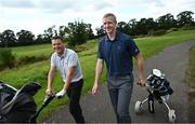 29 September 2022; Galway hurling manager Henry Shefflin with Eoin Kellett during their round at the Olympic Federation of Ireland’s inaugural Make A Difference Athletes’ Fund Golf Tournament at The K Club in Kildare. The tournament saw 120 participants play the Palmer South Course at the K Club, as Olympians past and present, alongside dignitaries from across the Irish sporting and sponsorship spheres and partners and friends of the Irish Olympic Family came together at the iconic Kildare venue to get behind the Make A Difference Fund. The fund will be distributed directly back to Team Ireland athletes and hopefuls to help support the costs involved in their pursuit of excellence as they strive towards Paris 2024. Photo by David Fitzgerald/Sportsfile