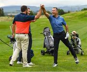 29 September 2022; Alan Flanagan, right, and Alan Lowry during their round at the Olympic Federation of Ireland’s inaugural Make A Difference Athletes’ Fund Golf Tournament at The K Club in Kildare. The tournament saw 120 participants play the Palmer South Course at the K Club, as Olympians past and present, alongside dignitaries from across the Irish sporting and sponsorship spheres and partners and friends of the Irish Olympic Family came together at the iconic Kildare venue to get behind the Make A Difference Fund. The fund will be distributed directly back to Team Ireland athletes and hopefuls to help support the costs involved in their pursuit of excellence as they strive towards Paris 2024. Photo by David Fitzgerald/Sportsfile