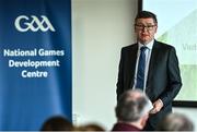 29 September 2022; Today the GAA launched the new GAA standards of synthetic pitches at the GAA National Games Development Centre in Abbotstown, Dublin. Pictured at the launch is Ard Stiúrthóir of the GAA Tom Ryan. Photo by Ben McShane/Sportsfile