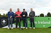 29 September 2022; Allianz Team, from left, Conor Kennedy, Peter McKenna, Sean McGrath and Matt Cusack on the first tee box at the Olympic Federation of Ireland’s inaugural Make A Difference Athletes’ Fund Golf Tournament at The K Club in Kildare. The tournament saw 120 participants play the Palmer South Course at the K Club, as Olympians past and present, alongside dignitaries from across the Irish sporting and sponsorship spheres and partners and friends of the Irish Olympic Family came together at the iconic Kildare venue to get behind the Make A Difference Fund. The fund will be distributed directly back to Team Ireland athletes and hopefuls to help support the costs involved in their pursuit of excellence as they strive towards Paris 2024. Photo by Sam Barnes/Sportsfile