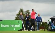 29 September 2022; Peter McKenna watches his drive from the first tee box at the Olympic Federation of Ireland’s inaugural Make A Difference Athletes’ Fund Golf Tournament at The K Club in Kildare. The tournament saw 120 participants play the Palmer South Course at the K Club, as Olympians past and present, alongside dignitaries from across the Irish sporting and sponsorship spheres and partners and friends of the Irish Olympic Family came together at the iconic Kildare venue to get behind the Make A Difference Fund. The fund will be distributed directly back to Team Ireland athletes and hopefuls to help support the costs involved in their pursuit of excellence as they strive towards Paris 2024. Photo by Sam Barnes/Sportsfile