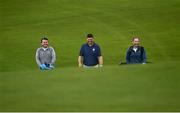 29 September 2022; Pat English, left, Niall Quinn and Tomas O'Leary during their round at the Olympic Federation of Ireland’s inaugural Make A Difference Athletes’ Fund Golf Tournament at The K Club in Kildare. The tournament saw 120 participants play the Palmer South Course at the K Club, as Olympians past and present, alongside dignitaries from across the Irish sporting and sponsorship spheres and partners and friends of the Irish Olympic Family came together at the iconic Kildare venue to get behind the Make A Difference Fund. The fund will be distributed directly back to Team Ireland athletes and hopefuls to help support the costs involved in their pursuit of excellence as they strive towards Paris 2024. Photo by David Fitzgerald/Sportsfile