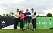 29 September 2022; The Supermacs team, from left, Frank Murray, Chris Murray, Paul Kennedy and John Kennedy on the first tee box at the Olympic Federation of Ireland’s inaugural Make A Difference Athletes’ Fund Golf Tournament at The K Club in Kildare. The tournament saw 120 participants play the Palmer South Course at the K Club, as Olympians past and present, alongside dignitaries from across the Irish sporting and sponsorship spheres and partners and friends of the Irish Olympic Family came together at the iconic Kildare venue to get behind the Make A Difference Fund. The fund will be distributed directly back to Team Ireland athletes and hopefuls to help support the costs involved in their pursuit of excellence as they strive towards Paris 2024. Photo by Sam Barnes/Sportsfile